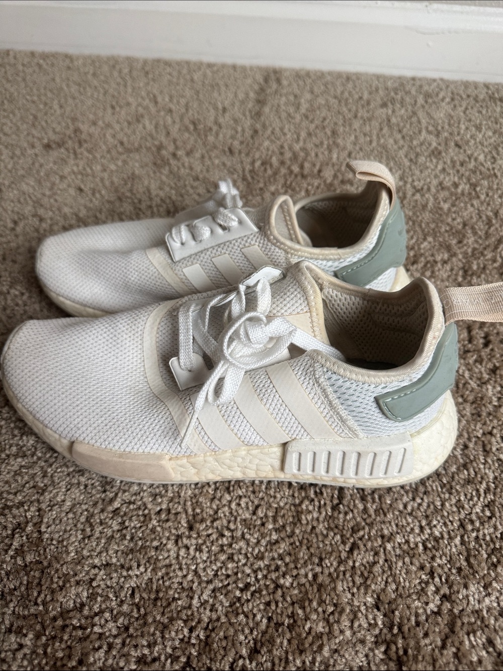 Adidas Women’s White & Light Green NMD-Style Sneakers